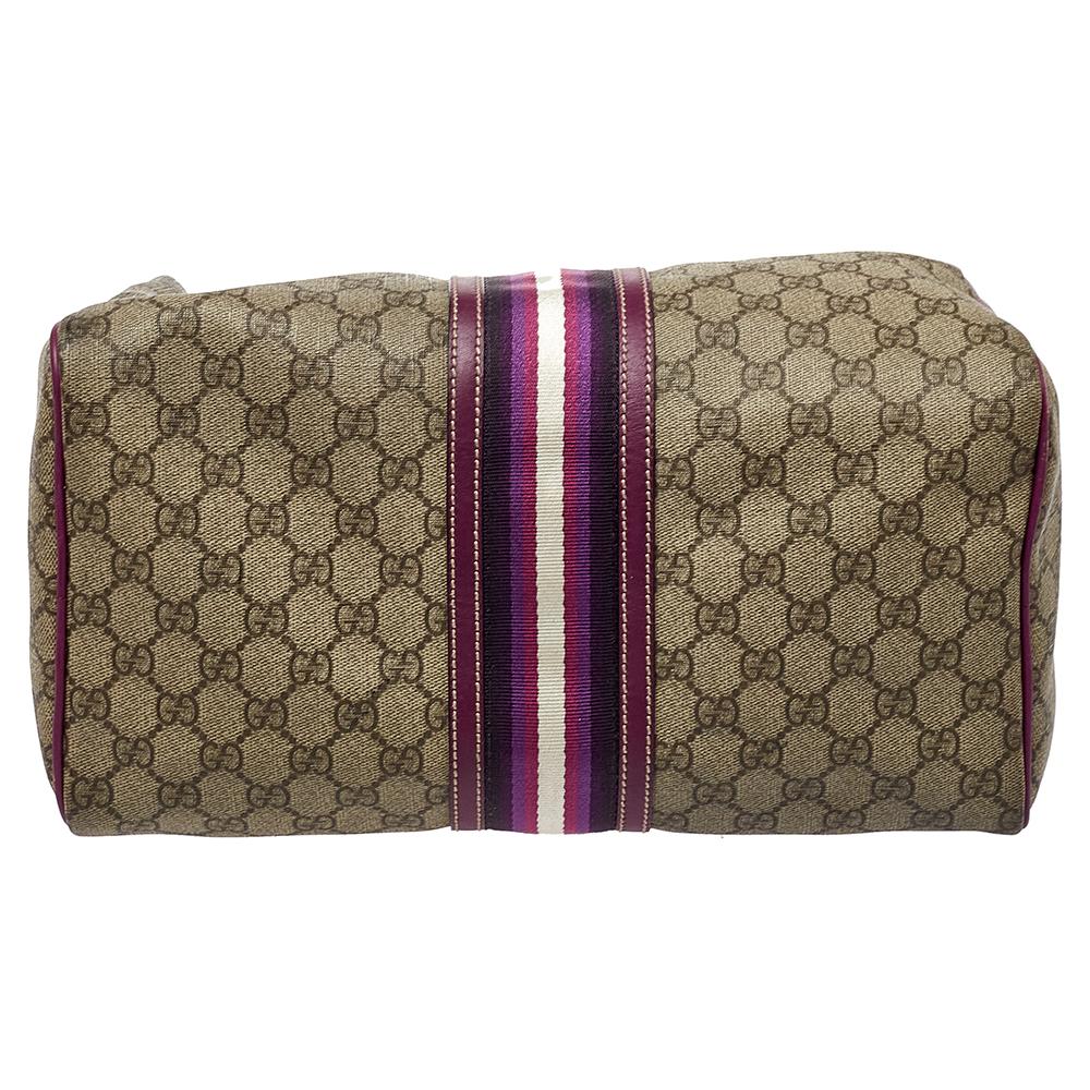 Donna Gucci Beige/viola GG Tela rivestita Media Joy Web Borsa Boston