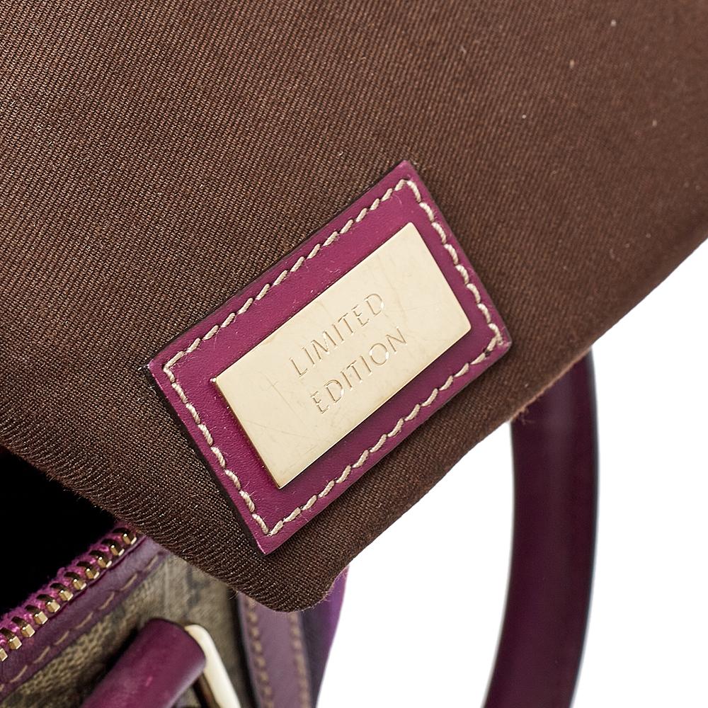 Gucci Beige/Purple GG Coated Canvas Medium Joy Web Boston Bag In Good Condition In Dubai, Al Qouz 2