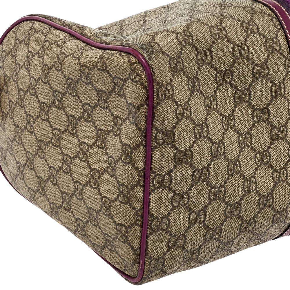 Gucci Beige/viola GG Tela rivestita Media Joy Web Borsa Boston 1