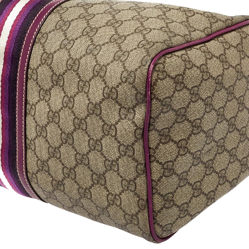 Gucci Beige/viola GG Tela rivestita Media Joy Web Borsa Boston 2