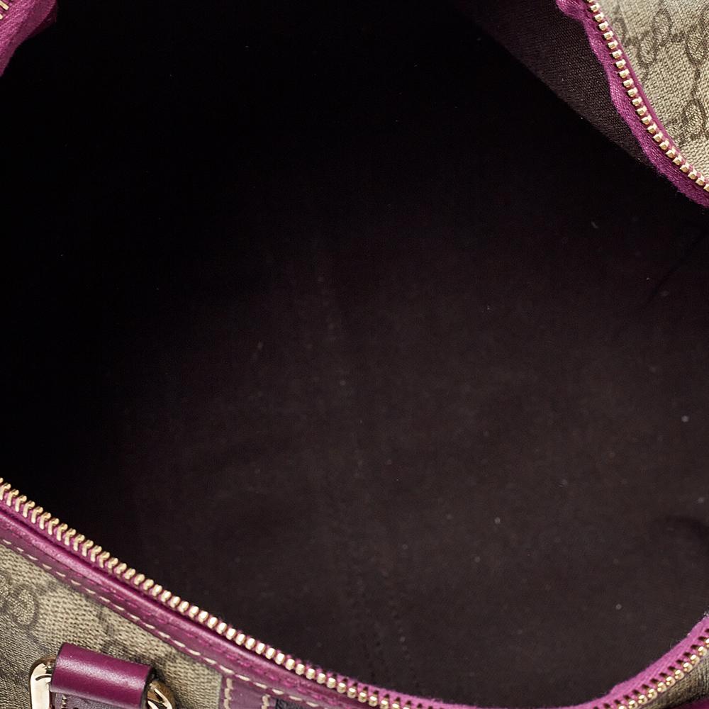 Gucci Beige/viola GG Tela rivestita Media Joy Web Borsa Boston 4