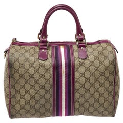 Gucci Beige/Purple GG Coated Canvas Medium Joy Web Boston Bag at 1stDibs