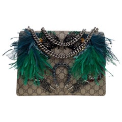 Gucci Beige/Purple GG Supreme Canvas and Suede Medium Dionysus Shoulder Bag