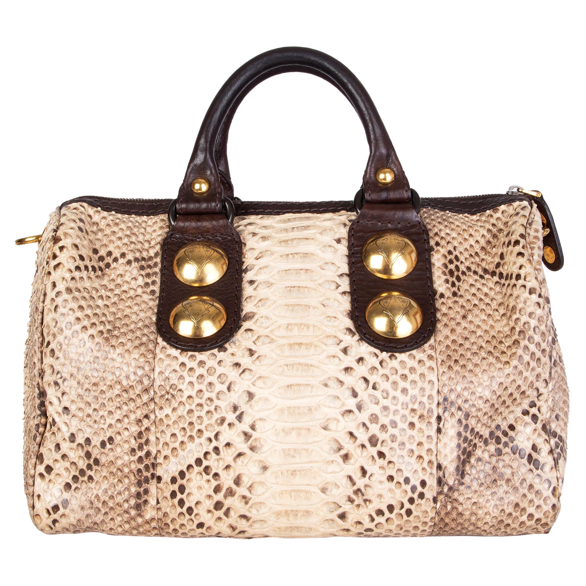GUCCI beige PYTHON BABOUSHKA BOSTON Top Handle Bag For Sale at 1stDibs |  gucci snakeskin bag