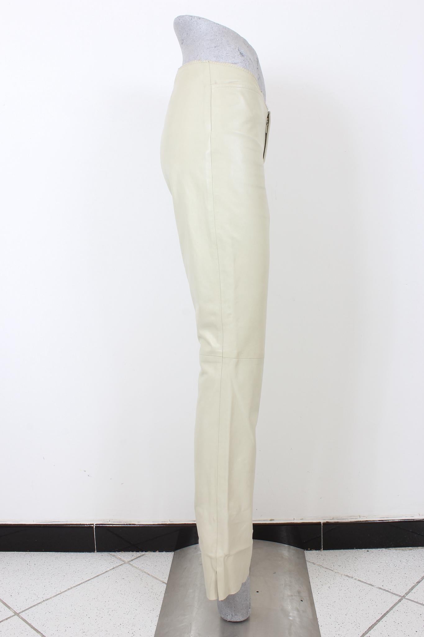Gucci Beige Python Leather Vintage Trousers 90s In Good Condition For Sale In Brindisi, Bt