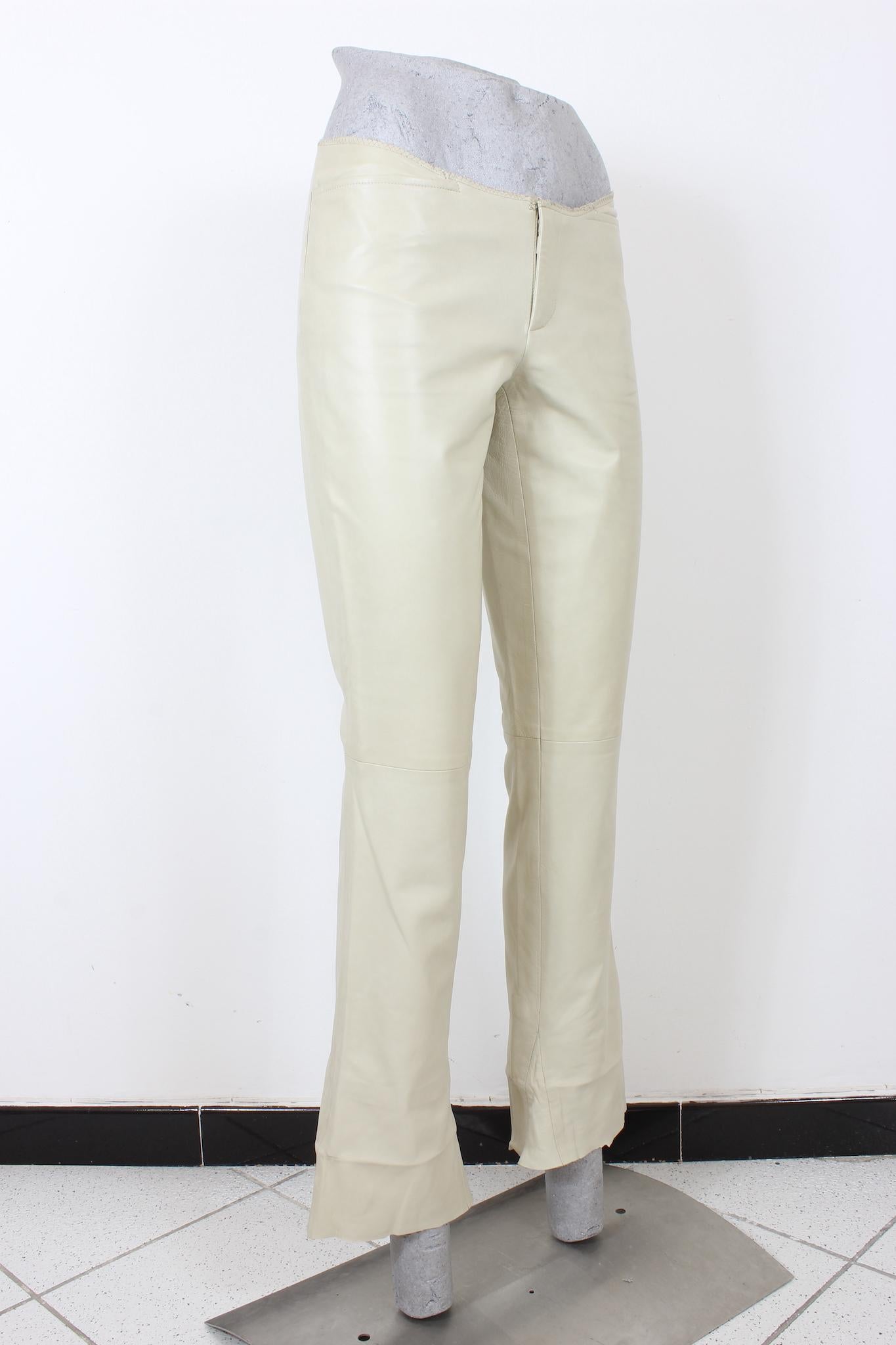 Women's Gucci Beige Python Leather Vintage Trousers 90s For Sale
