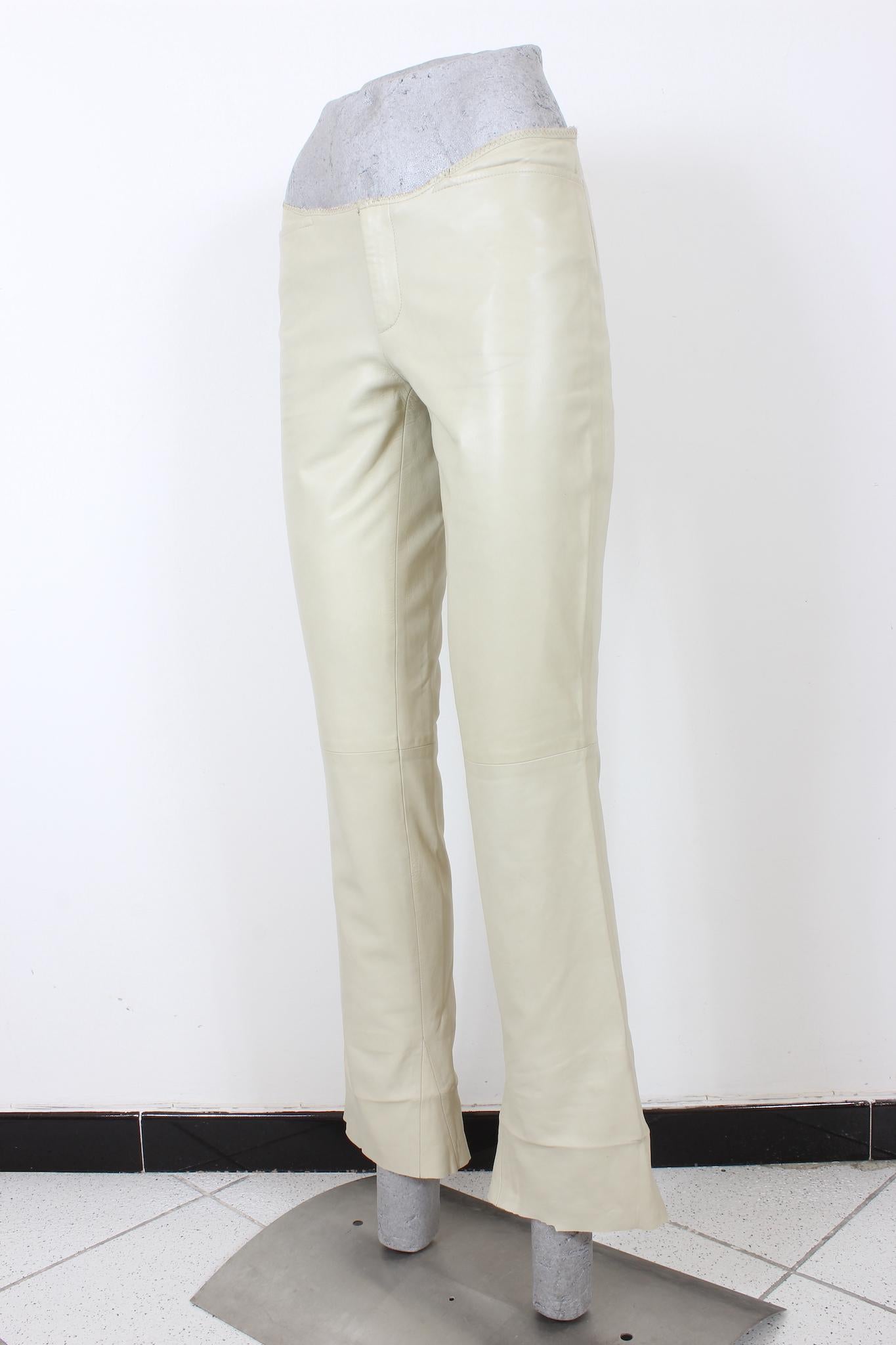 Gucci Beige Python Leather Vintage Trousers 90s For Sale 1