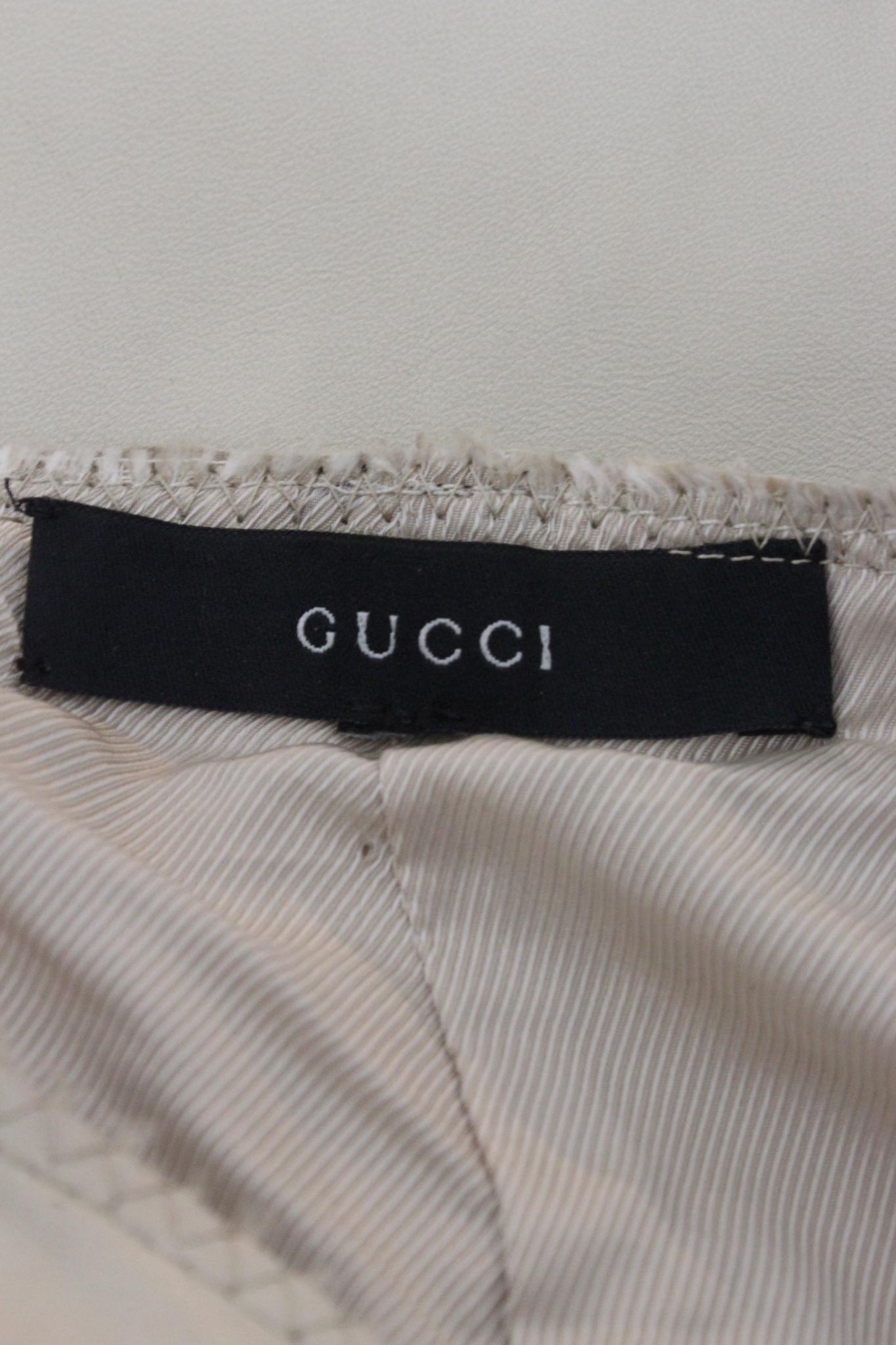 Gucci Beige Python Leather Vintage Trousers 90s For Sale 3