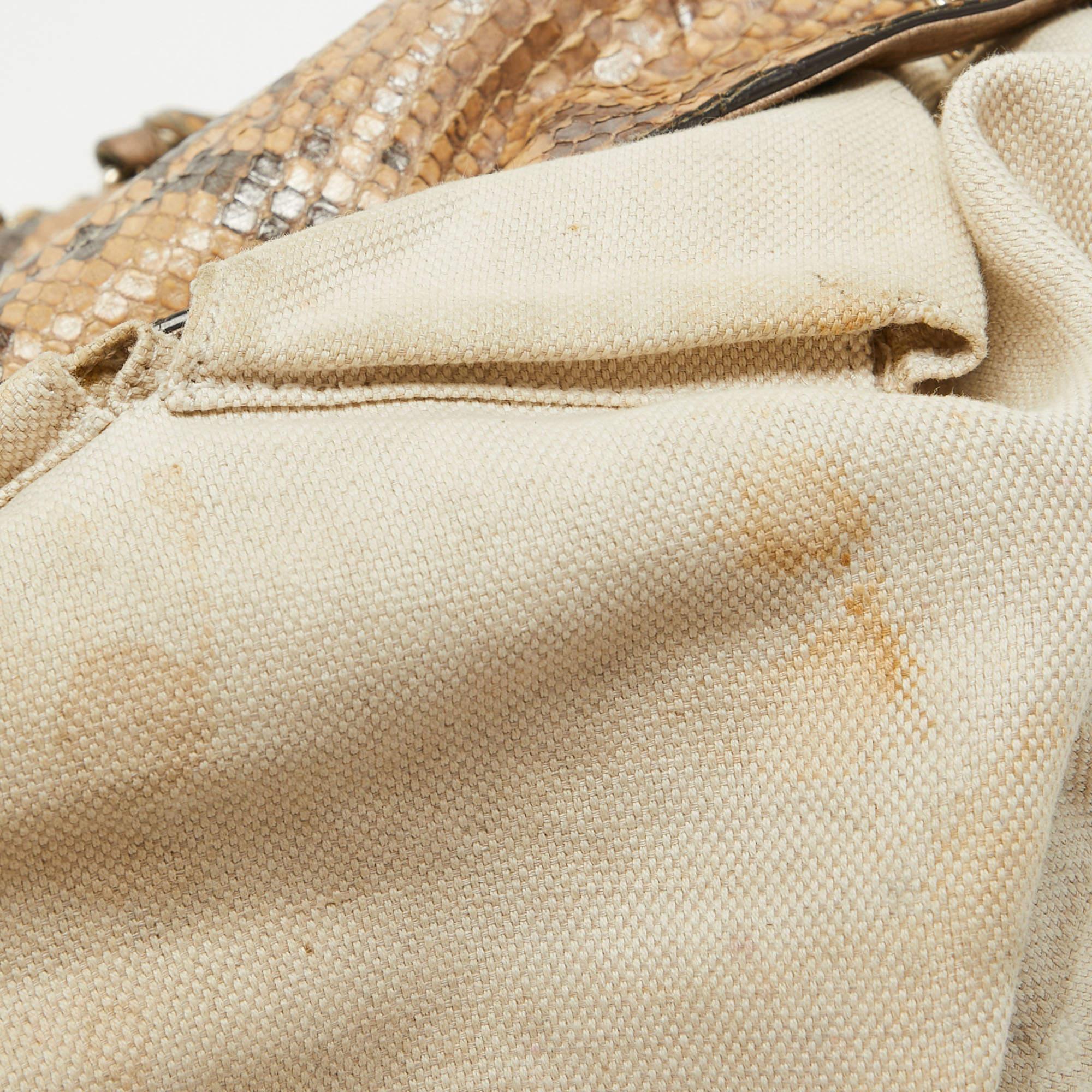 Gucci Beige Python Medium Chain Soho Shoulder Bag For Sale 6