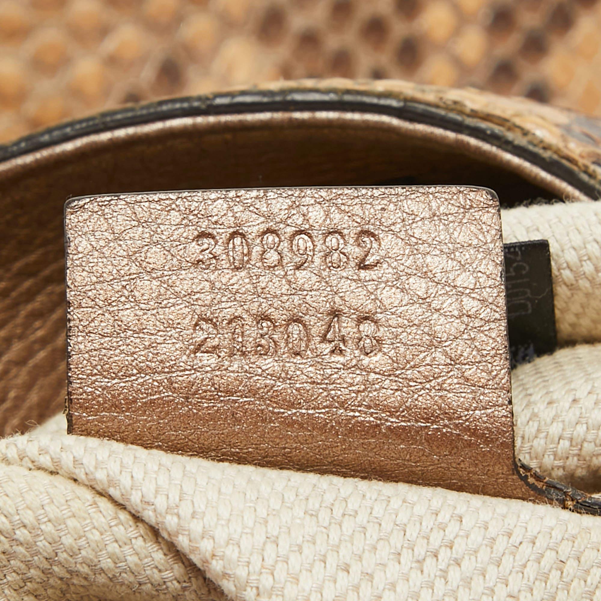 Gucci Beige Python Medium Chain Soho Shoulder Bag For Sale 3