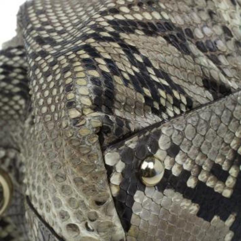 Gucci sac à poignée en python beige Pop Bamboo en vente 6
