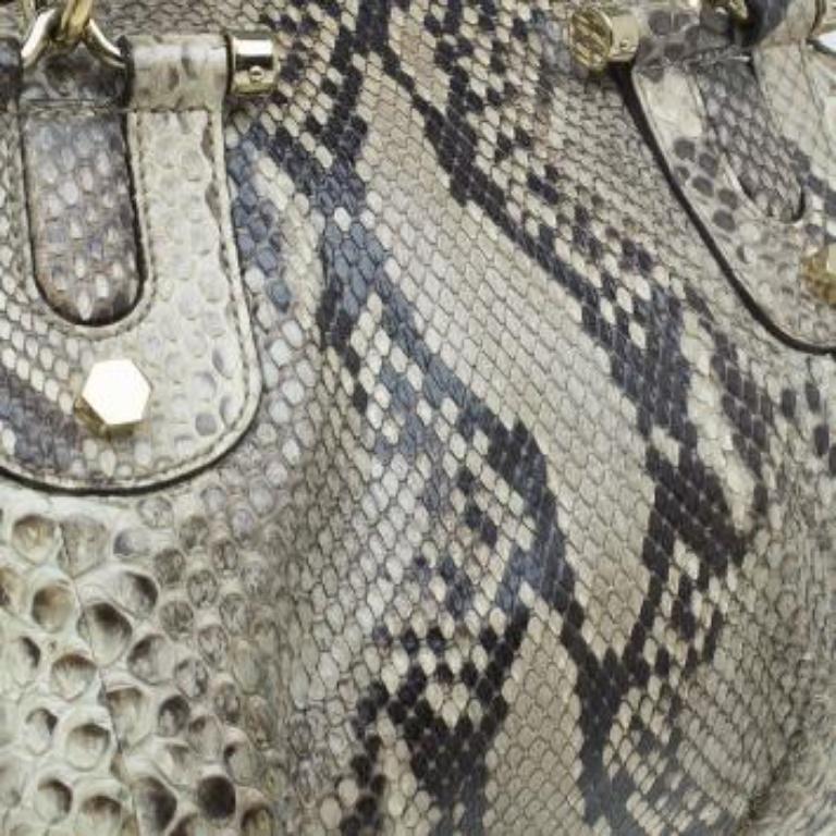 Gucci sac à poignée en python beige Pop Bamboo en vente 1