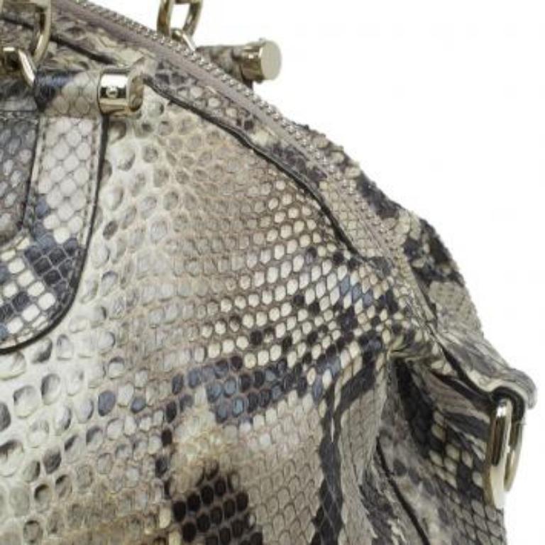 Gucci sac à poignée en python beige Pop Bamboo en vente 2