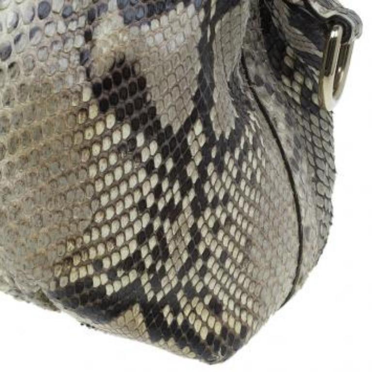 Gucci sac à poignée en python beige Pop Bamboo en vente 3