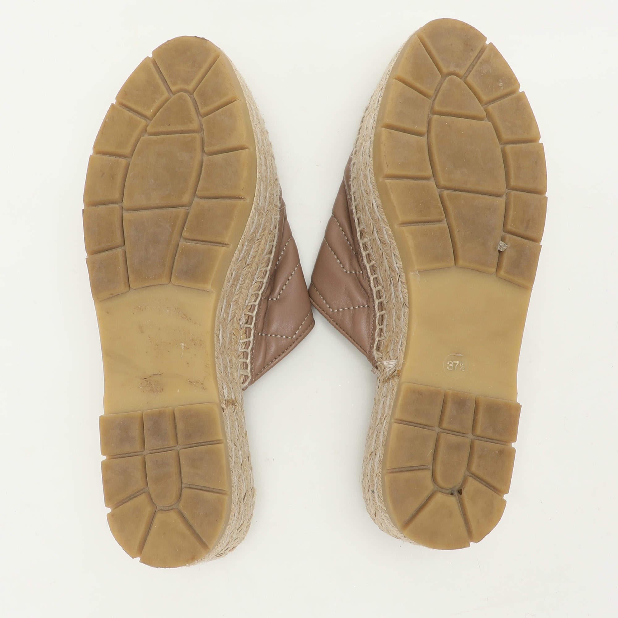 Gucci Beige Quilted Leather GG Marmont Platform Espadrille Flats Size 37.5 2