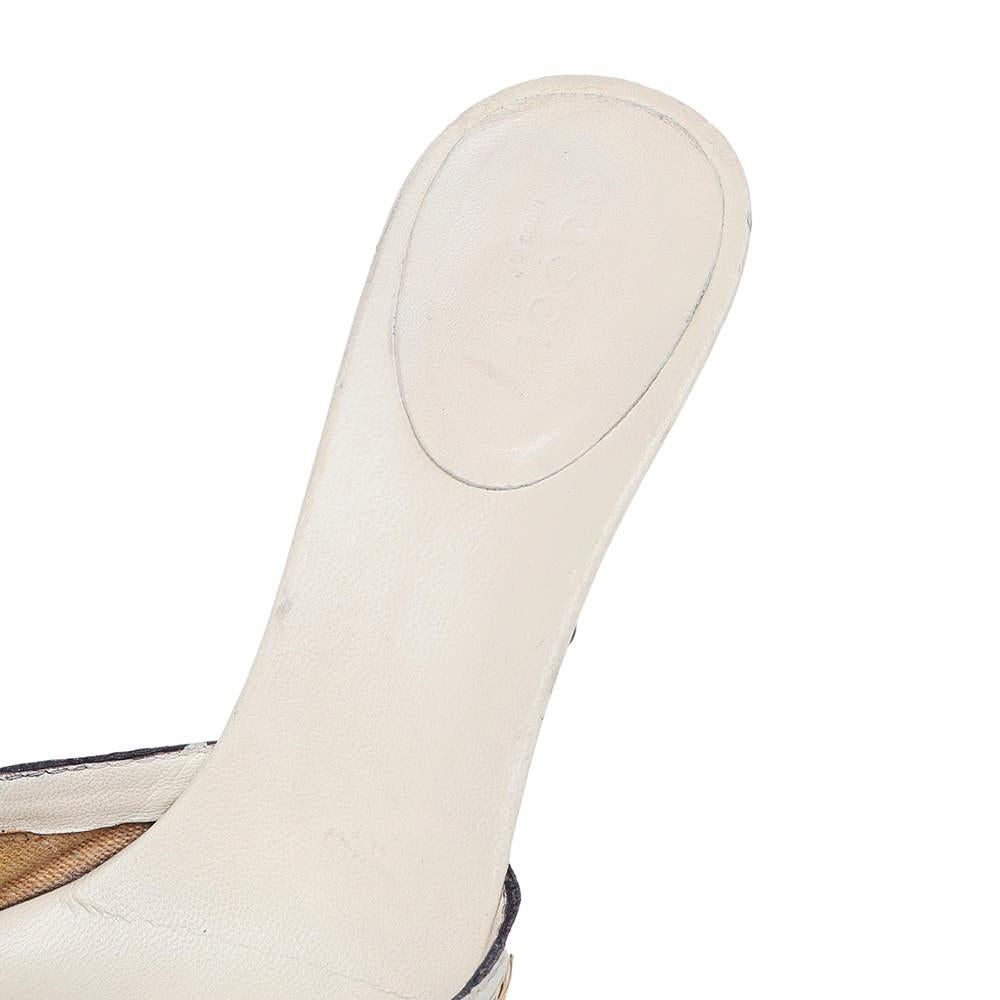 Gucci Beige Raffia And Leather Bamboo Horsebit Slide Sandals Size 36.5 3