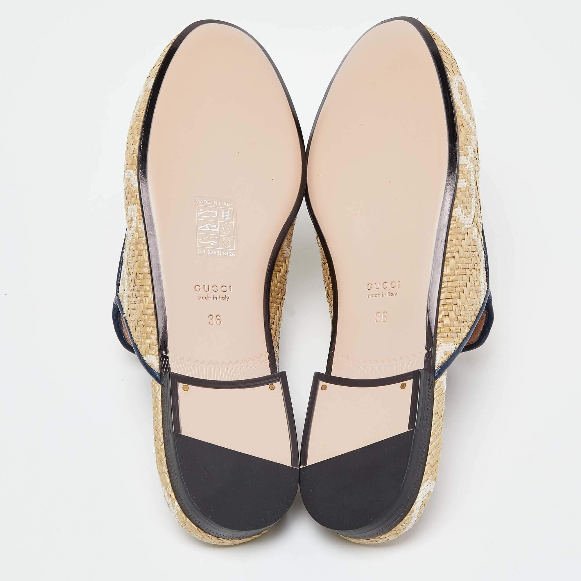 Gucci - Mules Princetown beige en raphia et cuir, taille 36 1