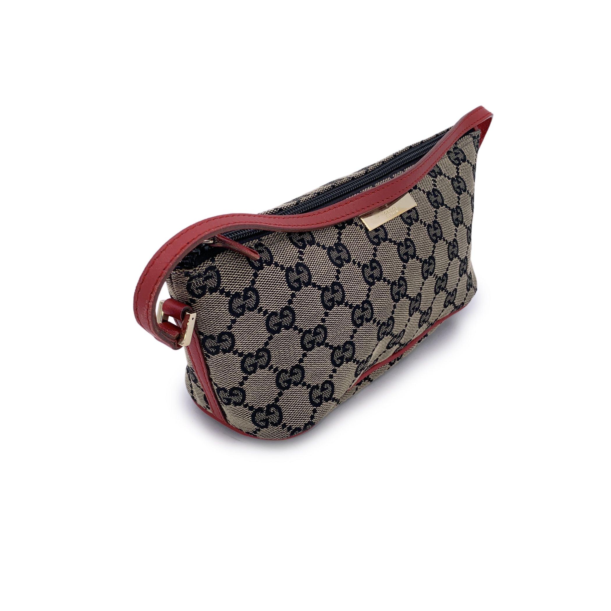 Gucci Beige Rouge Noir Monogramme Pochette Bateau Sac épaule Sac à main Pour femmes en vente