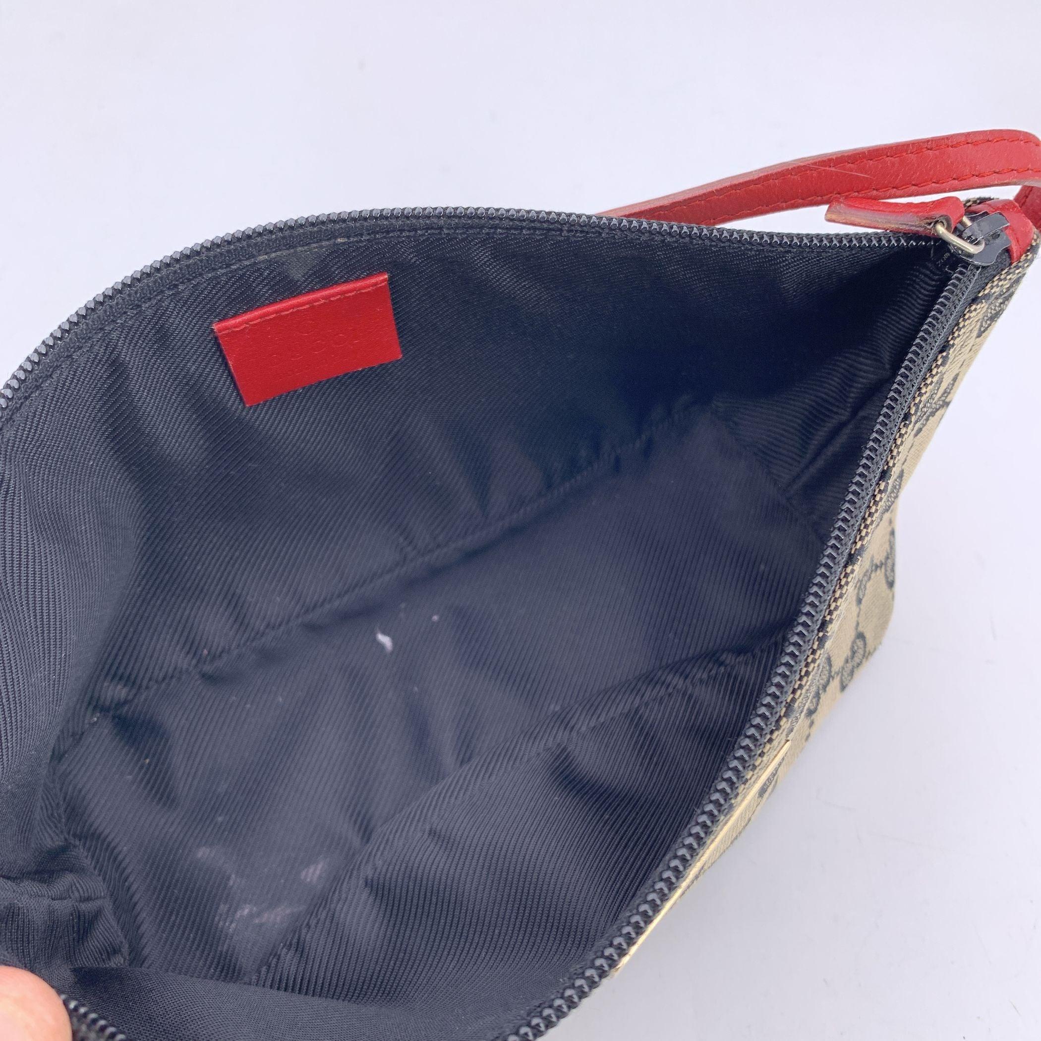 Gucci Beige Rouge Noir Monogramme Pochette Bateau Sac épaule Sac à main en vente 1
