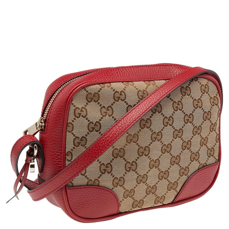 Gucci Beige/Red GG Canvas and Leather Bree Crossbody Bag at 1stDibs
