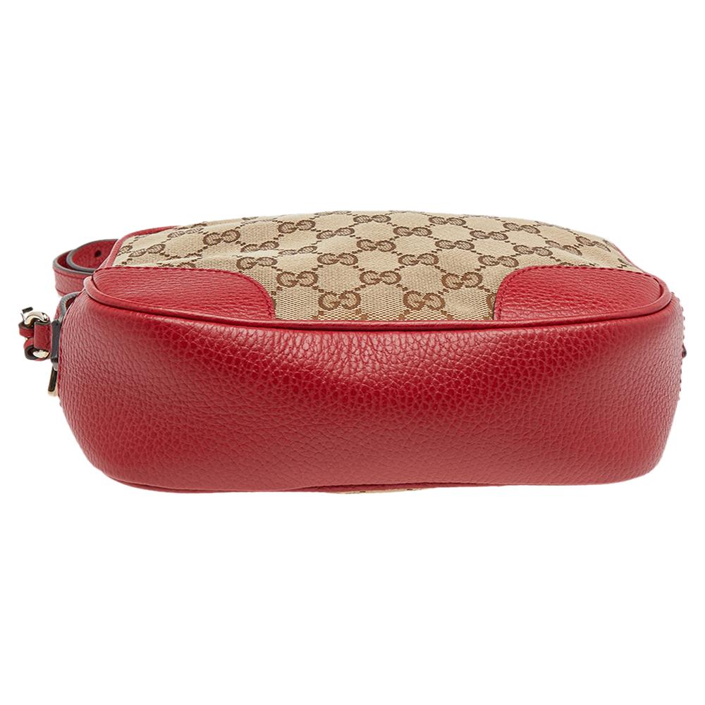 Brown Gucci Beige/Red GG Canvas and Leather Bree Crossbody Bag