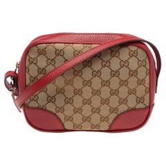 Gucci Beige/Red GG Canvas and Leather Bree Crossbody Bag at 1stDibs