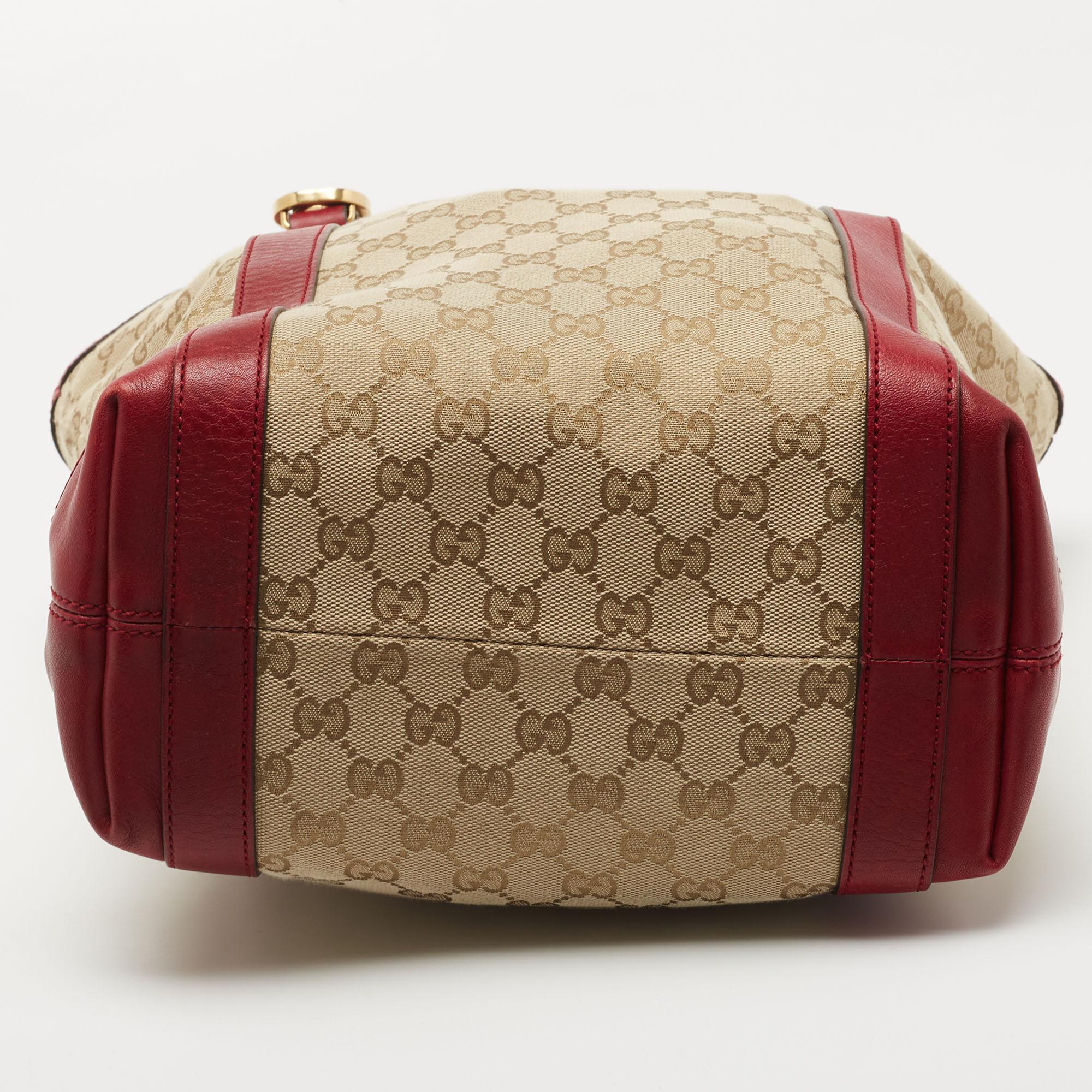 Gucci Beige/Red GG Canvas and Leather GG Interlocking Shopper Tote 1