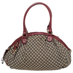 Gucci Beige/Red GG Canvas and Leather Medium Sukey Bag