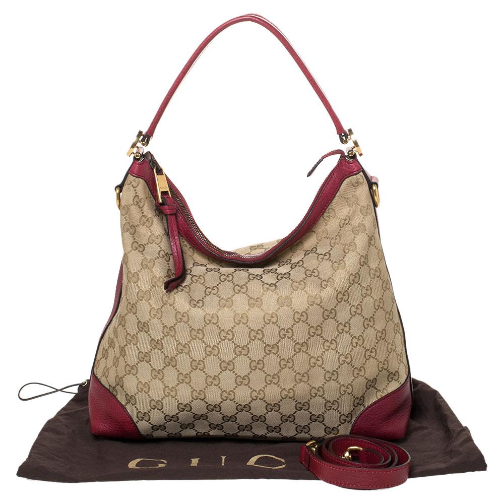 Gucci Beige/Red GG Canvas and Leather Miss GG Hobo 5