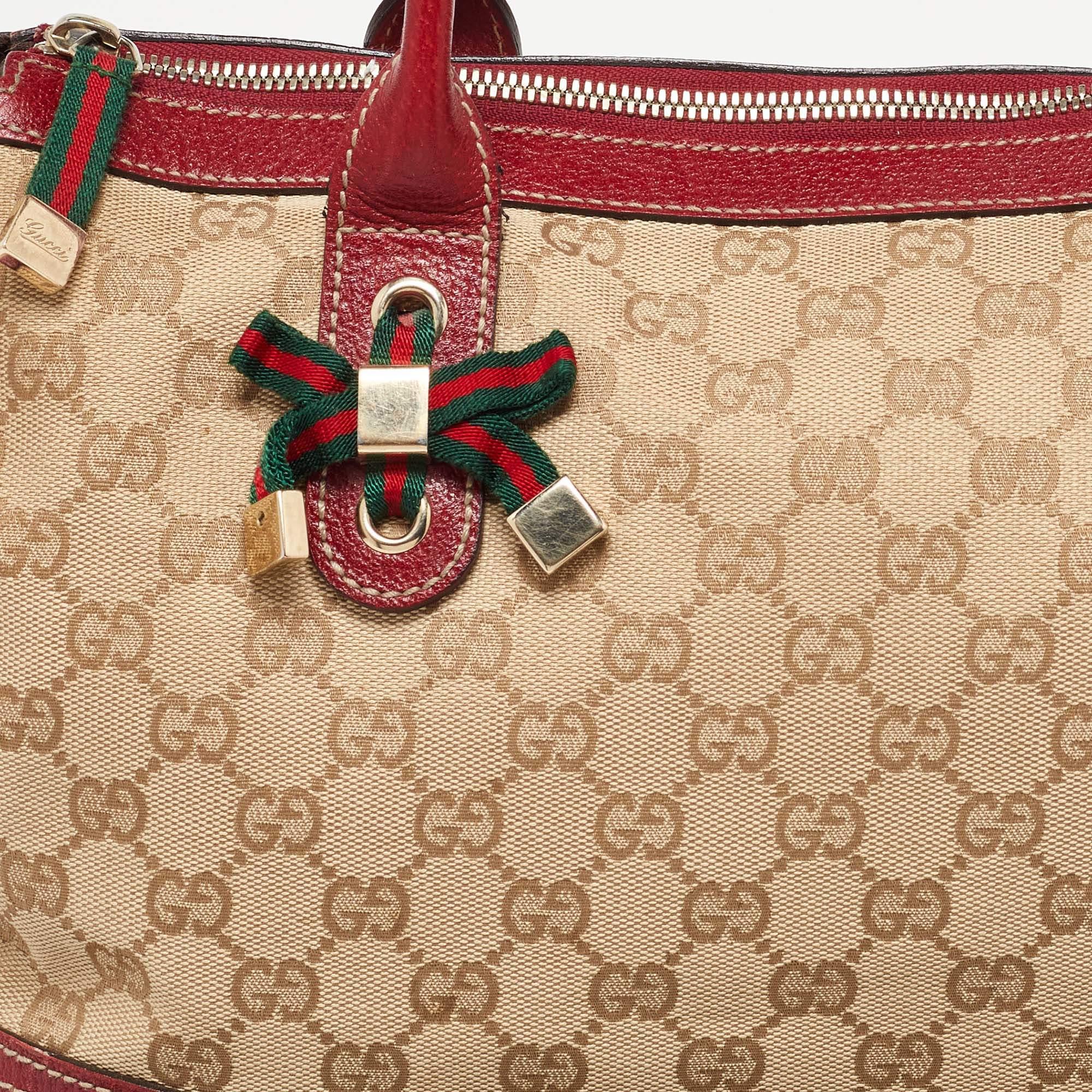 Gucci Beige/Red GG Canvas and Leather Princy Tote 1