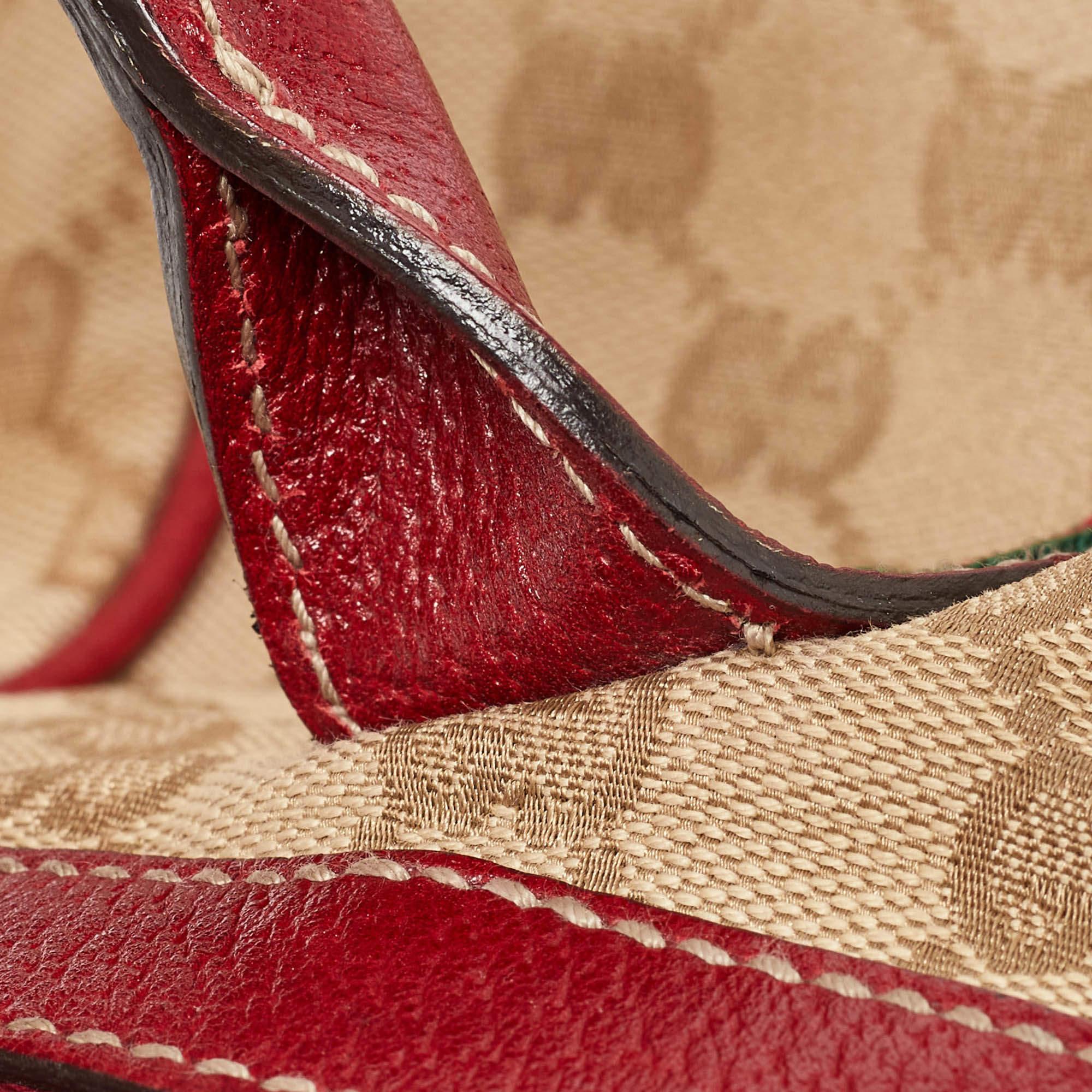 Gucci Beige/Red GG Canvas and Leather Princy Tote 3
