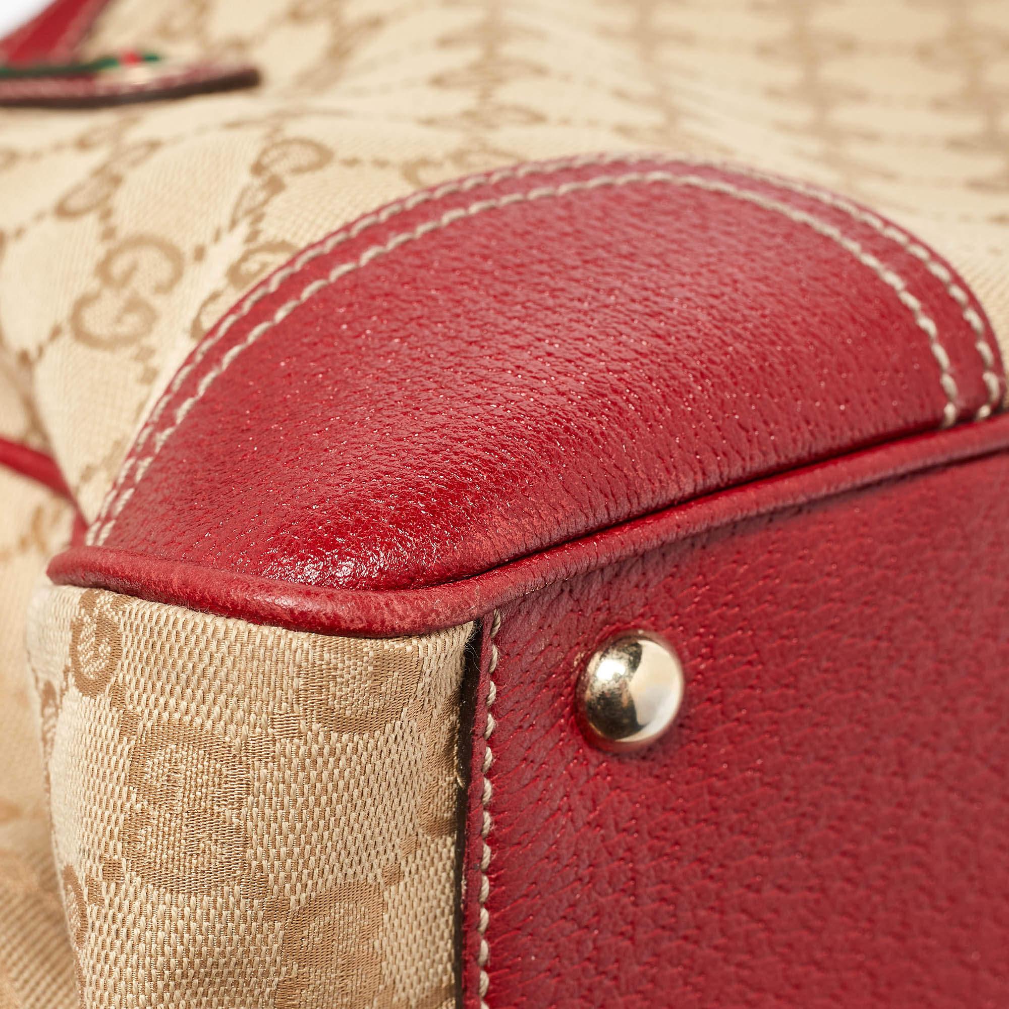 Gucci Beige/Red GG Canvas and Leather Princy Tote 4