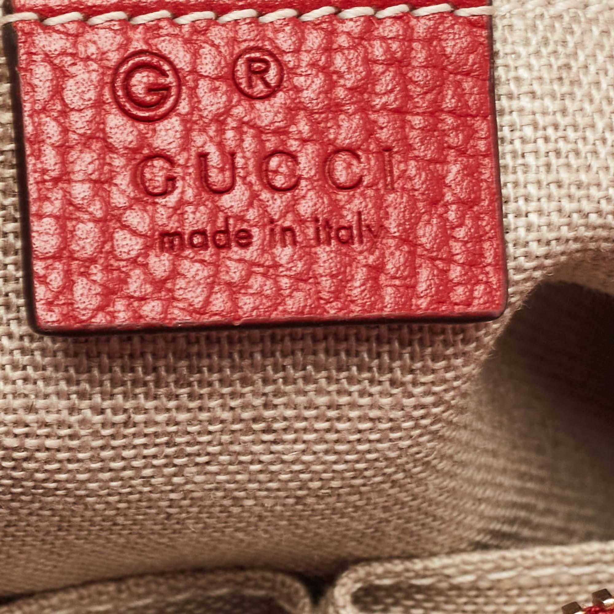 Women's Gucci Beige/Red GG Canvas and Leather Small Bree Tote