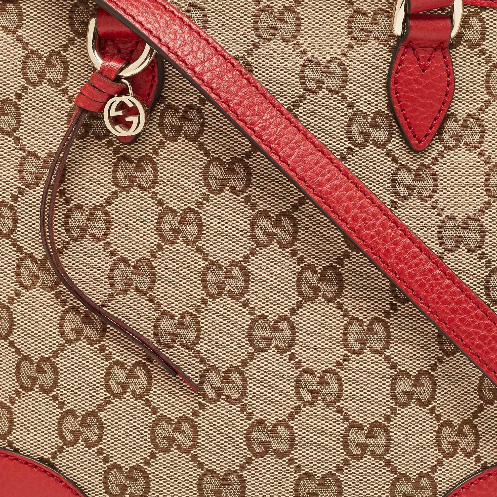 Gucci Beige/Red GG Canvas and Leather Small Bree Tote 3