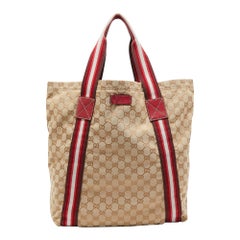 Gucci Beige/Red GG Canvas Web Shopper Tote