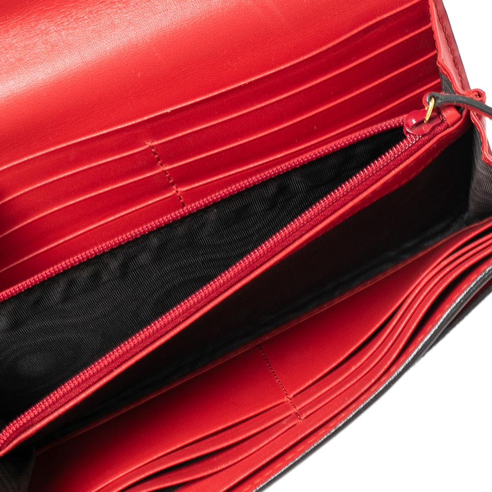 Gucci Beige/Red GG Supreme Canvas and Leather Mystic Cat Continental Wallet In Good Condition In Dubai, Al Qouz 2