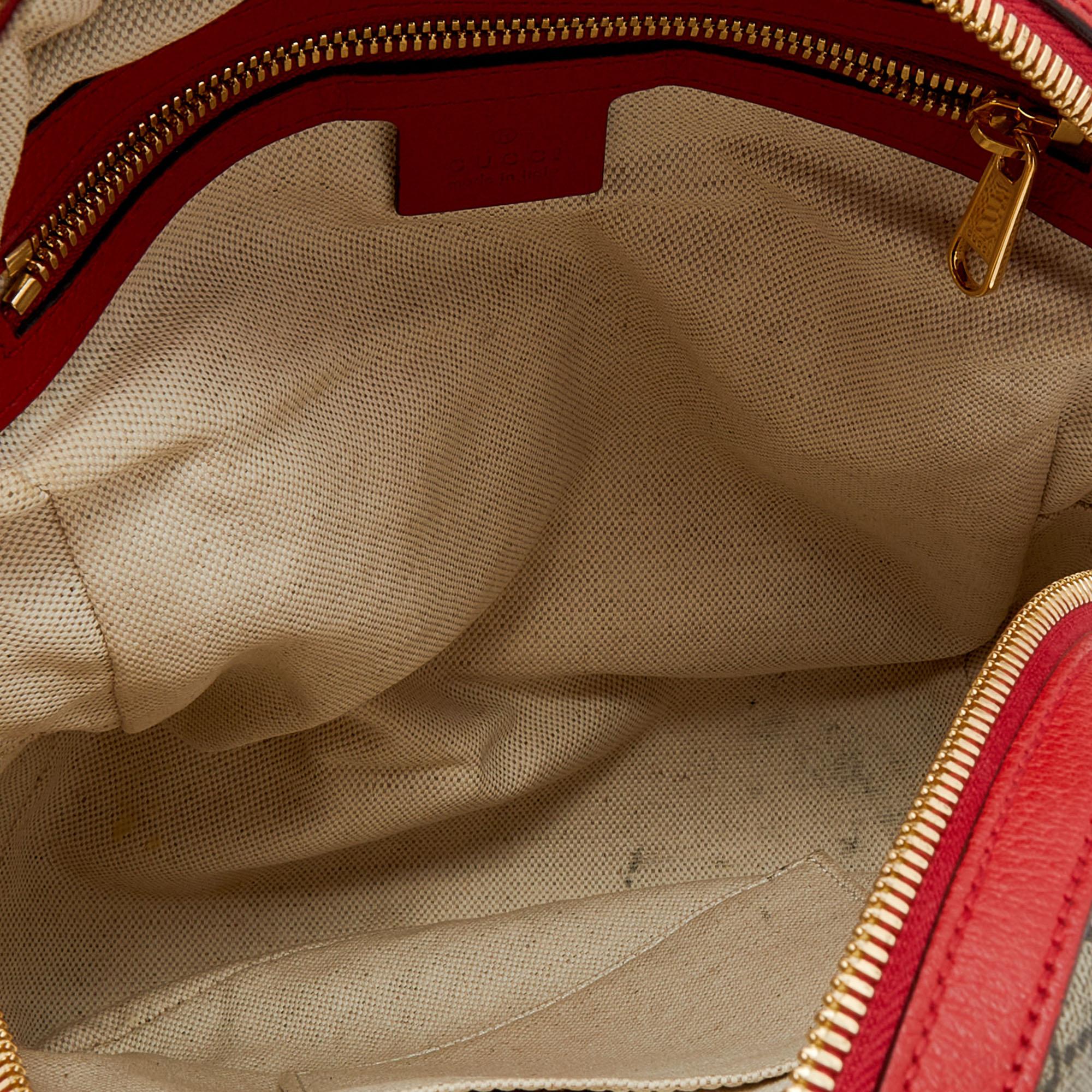 Gucci Beige/Red GG Supreme Canvas and Leather Small Backpack 2