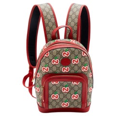 Gucci Beige/Red GG Supreme Canvas and Leather Small Backpack