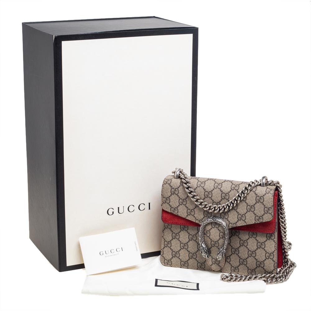 Gucci Beige/Red GG Supreme Canvas and Suede Mini Dionysus Shoulder Bag 4