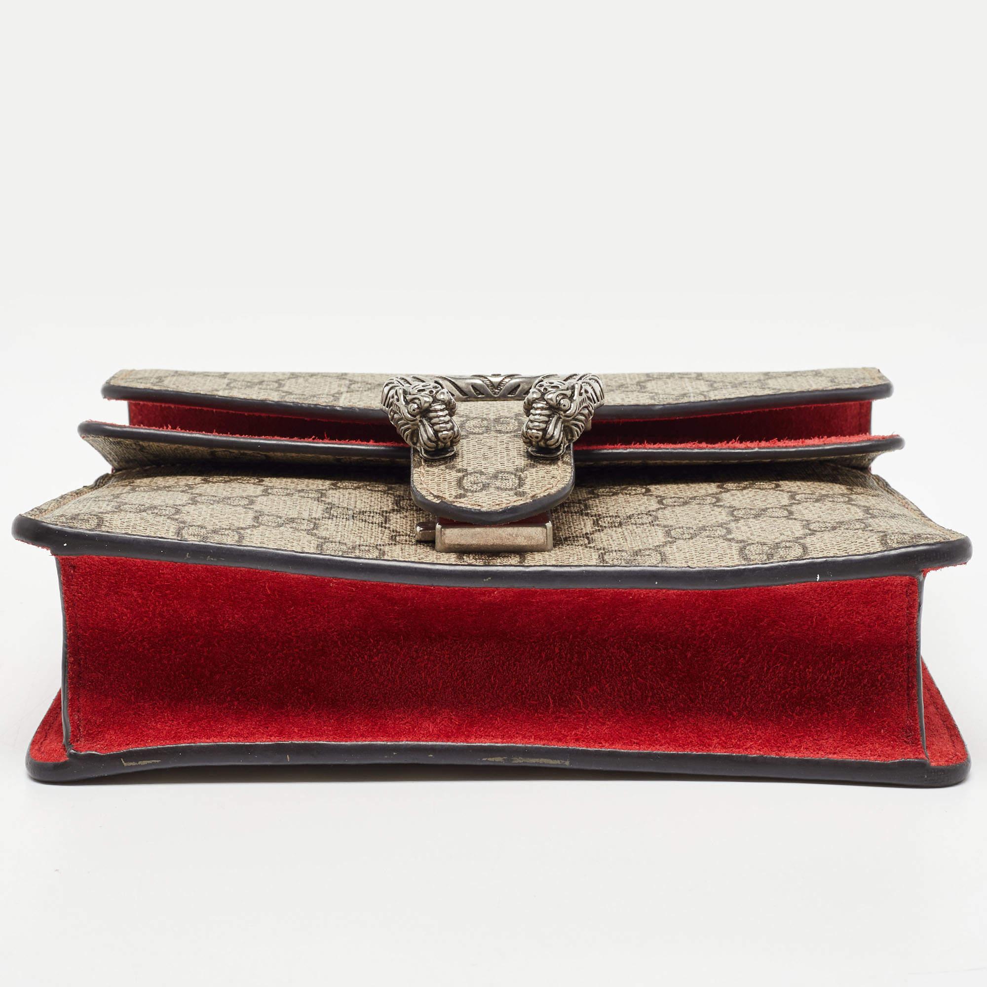 Gucci Beige/Red GG Supreme Canvas and Suede Mini Dionysus Shoulder Bag 9