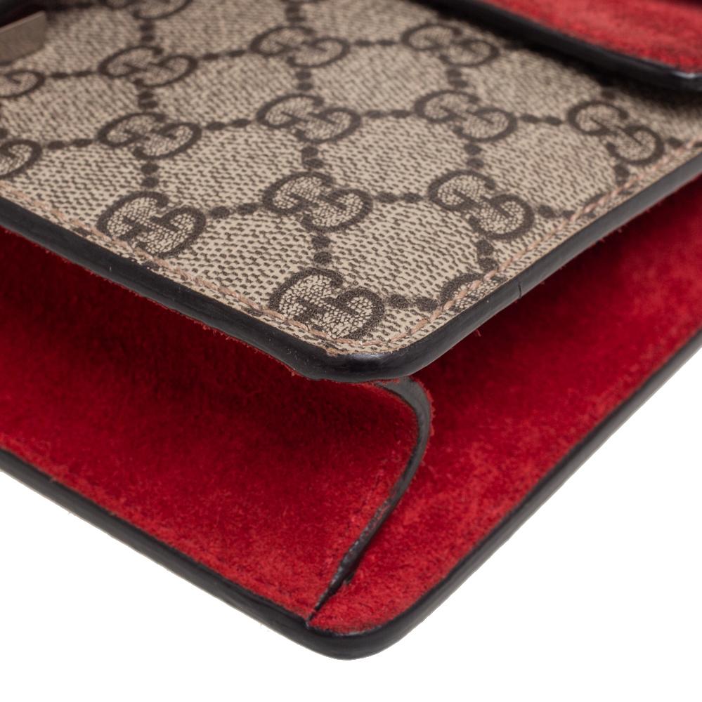 Gucci Beige/Red GG Supreme Canvas and Suede Mini Dionysus Shoulder Bag In Good Condition In Dubai, Al Qouz 2