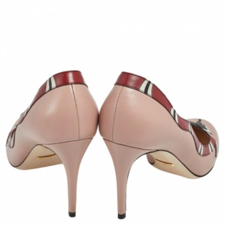Gucci - Serpent Yoko beige/rouge  Escarpins Taille 37 Pour femmes en vente