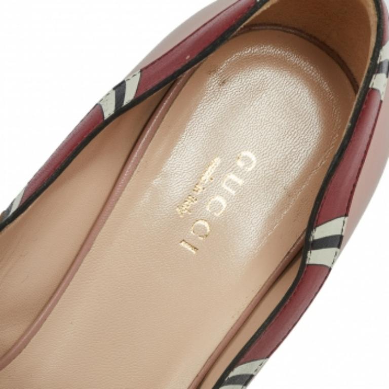 Gucci - Serpent Yoko beige/rouge  Escarpins Taille 37 en vente 2