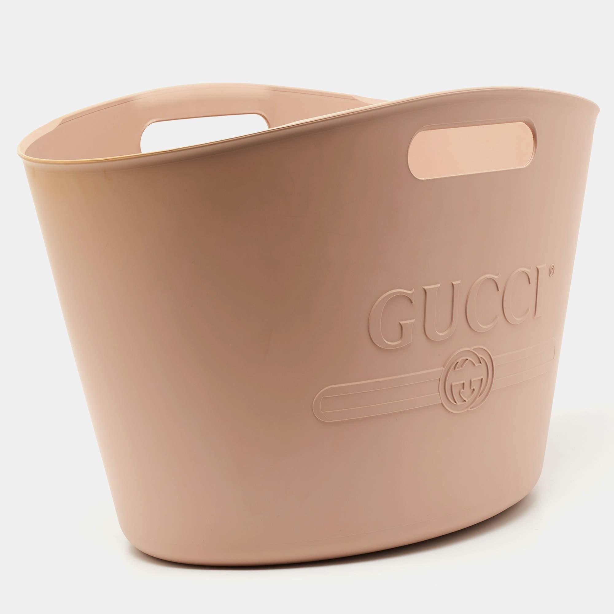 Gucci Beige Rubber Oversized Logo Tote 1