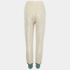 Gucci Beige Sequined Cotton Drawstring Joggers L