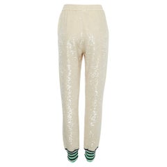 Gucci Beige Sequined Cotton Drawstring Joggers L