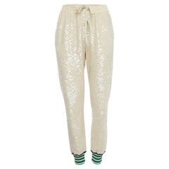 Joggers Gucci beige à cordon de serrage en coton pailleté L