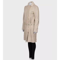 Gucci Beige Shearling Leather Zip Sleeve Coat Sz.42/M
