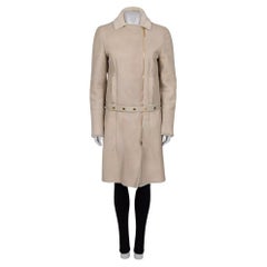 Gucci Beige Shearling Leather Zip Sleeve Coat Sz.42/M