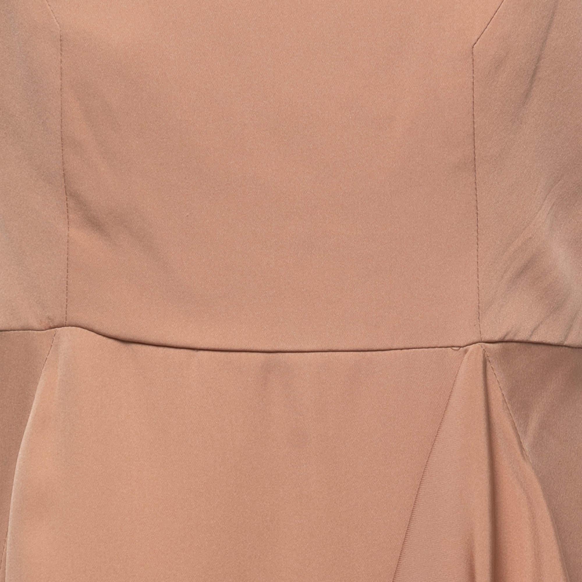 Gucci Beige Silk Chiffon Strapless Short Dress M For Sale 1